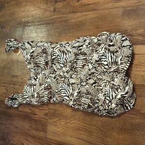 Wilfred Brown+ Black Snake Zebra Print Synched Mini Dress GGG